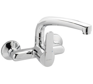 Grifo de cocina monomando mural 15 cm, caño corto Cromado K8
